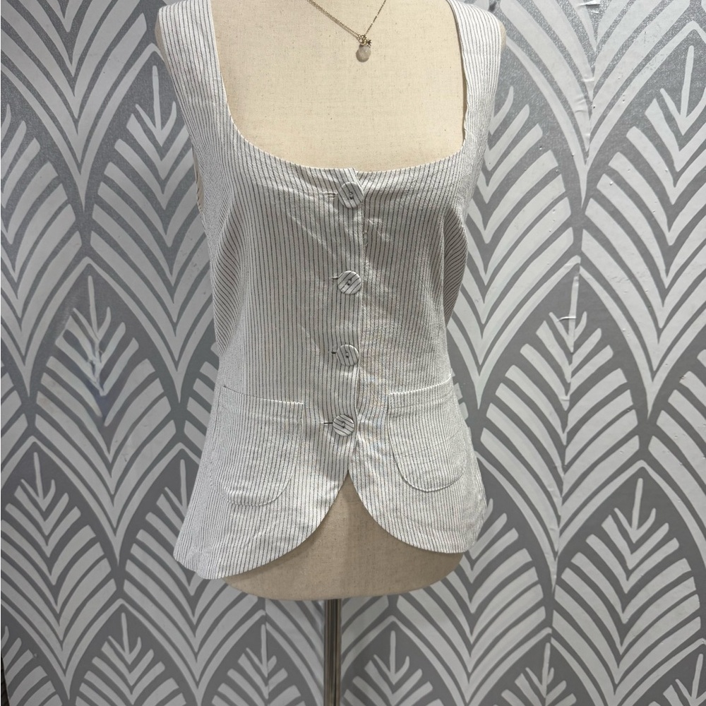 Princess Polly Spirito Linen Blended Striped Top